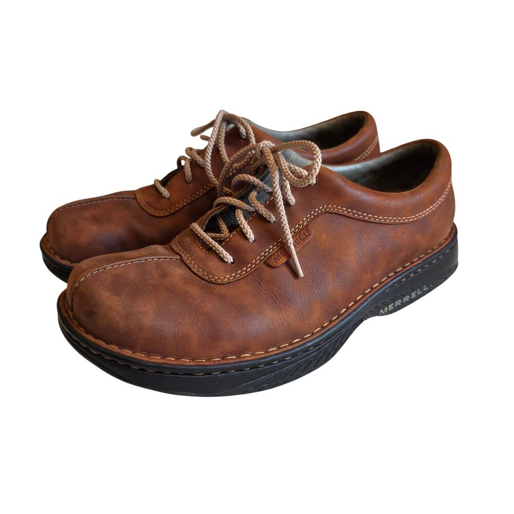 Merrell World Summit Light Brown‎ Leather Walking Comfort Shoes Mens 9.5